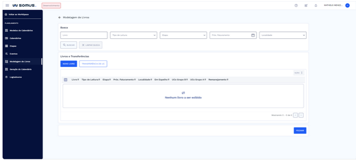 Menu de Navegação - Workspace de Planejamento