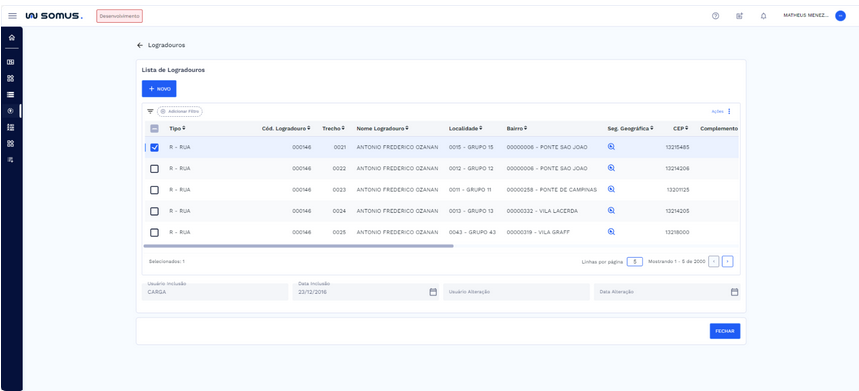 Dados de auditoria preenchidos