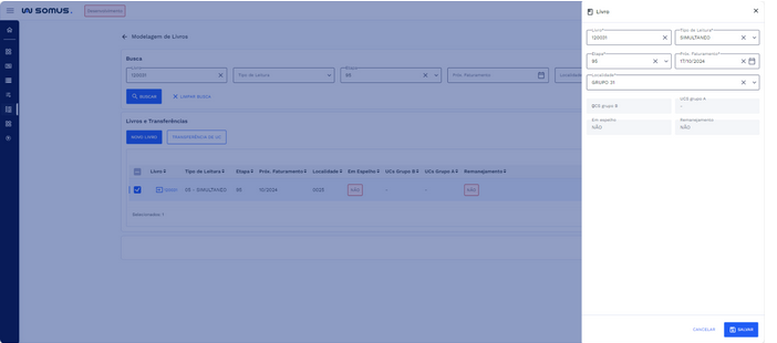 Janela de livro com dados editado