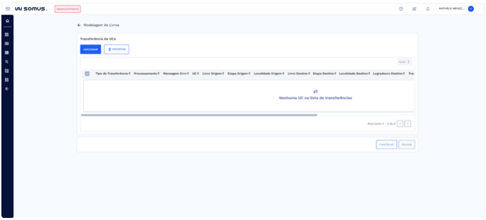 Nenhuma UC na lista de transferência