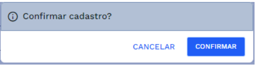 Janela para confirmação do cadastro da etapa