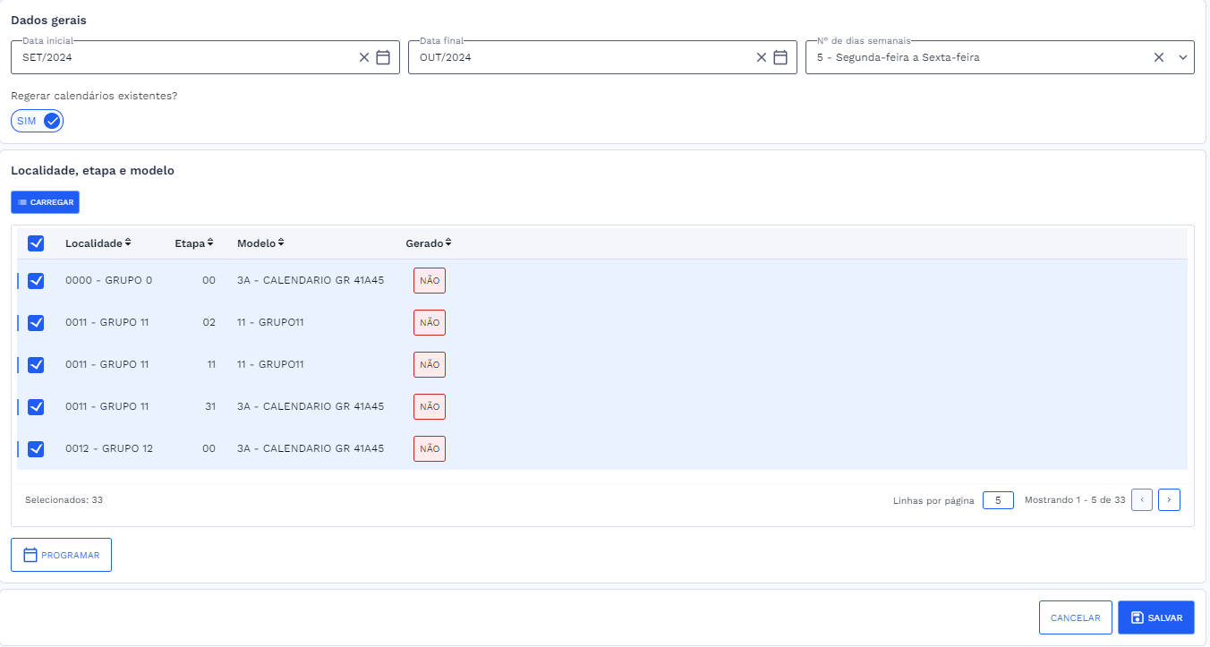 Dados preenchidos com o switch ativo